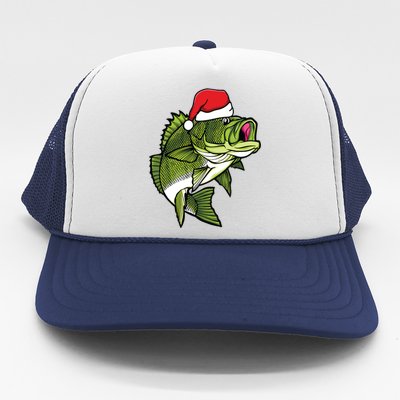 Bass Fishing Christmas Pajama Fish Santa Fisherman Angler Trucker Hat