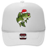 Bass Fishing Christmas Pajama Fish Santa Fisherman Angler High Crown Mesh Back Trucker Hat