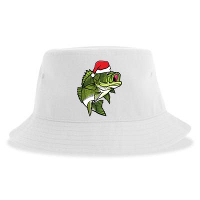 Bass Fishing Christmas Pajama Fish Santa Fisherman Angler Sustainable Bucket Hat