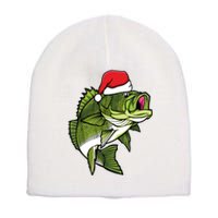 Bass Fishing Christmas Pajama Fish Santa Fisherman Angler Short Acrylic Beanie