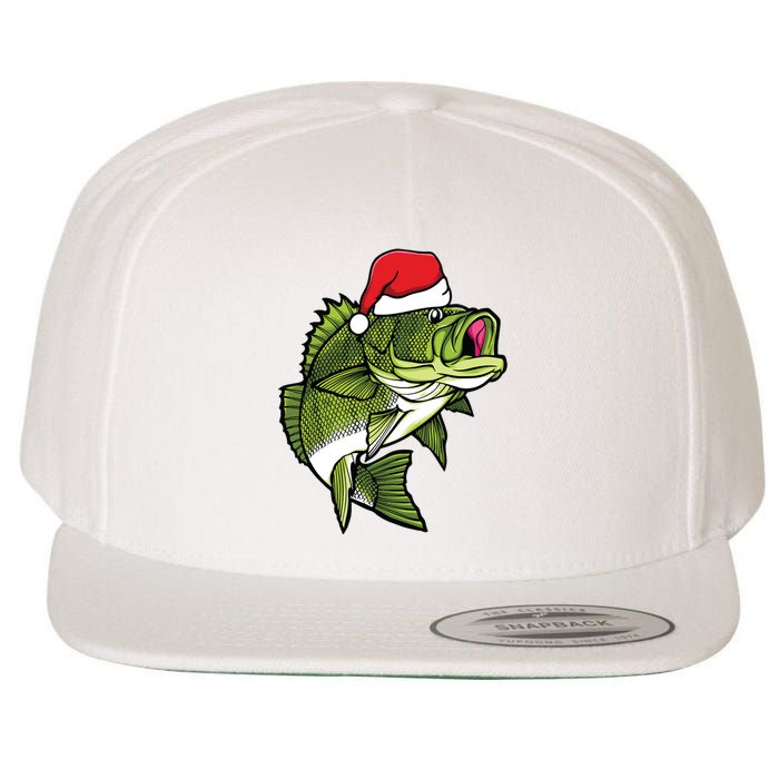 Bass Fishing Christmas Pajama Fish Santa Fisherman Angler Wool Snapback Cap