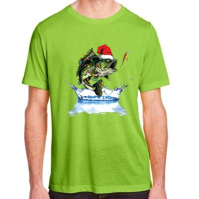 Bass Fishing Christmas Santa Hat Fishing Lover Fisherman Adult ChromaSoft Performance T-Shirt