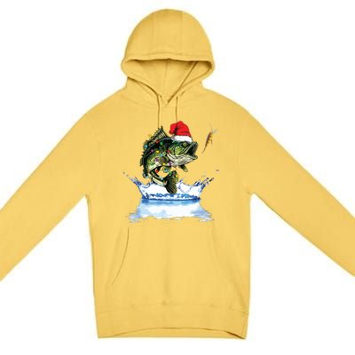 Bass Fishing Christmas Santa Hat Fishing Lover Fisherman Premium Pullover Hoodie