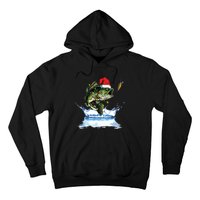 Bass Fishing Christmas Santa Hat Fishing Lover Fisherman Hoodie