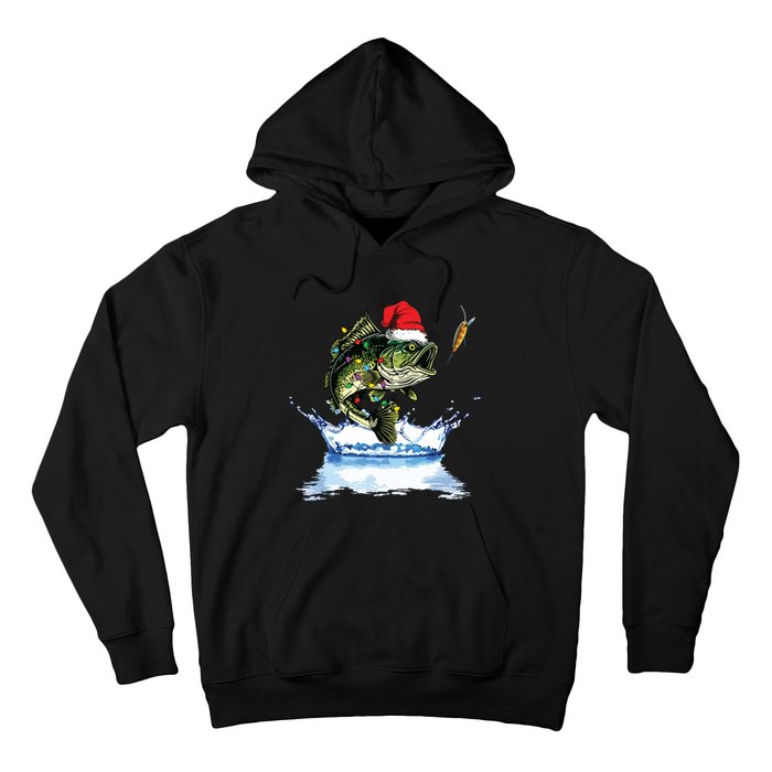 Bass Fishing Christmas Santa Hat Fishing Lover Fisherman Hoodie