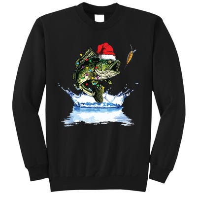 Bass Fishing Christmas Santa Hat Fishing Lover Fisherman Sweatshirt