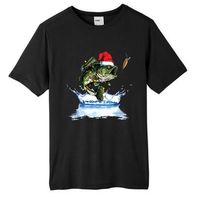 Bass Fishing Christmas Santa Hat Fishing Lover Fisherman Tall Fusion ChromaSoft Performance T-Shirt