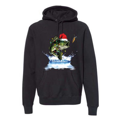 Bass Fishing Christmas Santa Hat Fishing Lover Fisherman Premium Hoodie