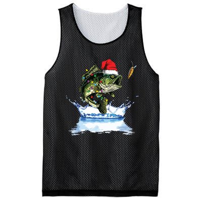 Bass Fishing Christmas Santa Hat Fishing Lover Fisherman Mesh Reversible Basketball Jersey Tank