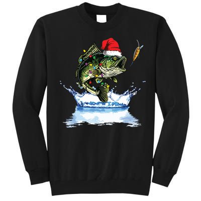 Bass Fishing Christmas Santa Hat Fishing Lover Fisherman Tall Sweatshirt