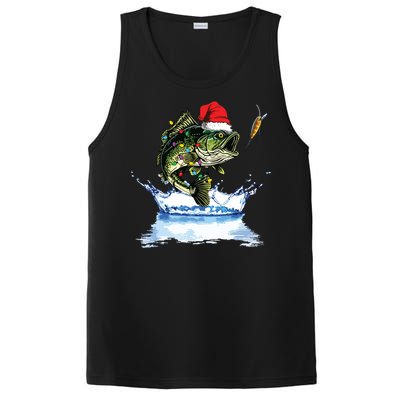 Bass Fishing Christmas Santa Hat Fishing Lover Fisherman PosiCharge Competitor Tank