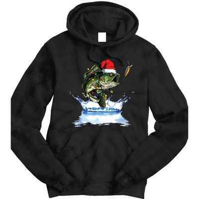 Bass Fishing Christmas Santa Hat Fishing Lover Fisherman Tie Dye Hoodie