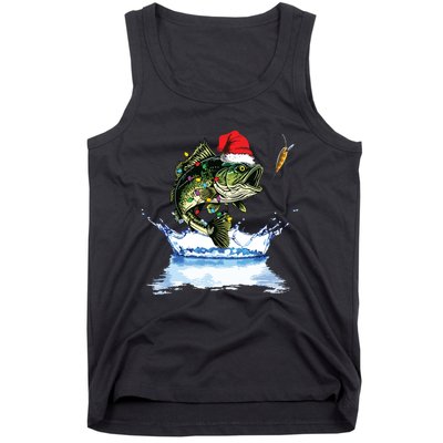 Bass Fishing Christmas Santa Hat Fishing Lover Fisherman Tank Top