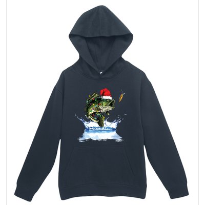 Bass Fishing Christmas Santa Hat Fishing Lover Fisherman Urban Pullover Hoodie