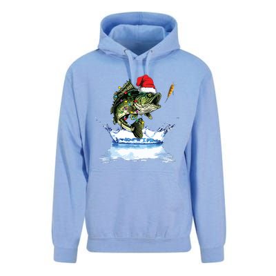 Bass Fishing Christmas Santa Hat Fishing Lover Fisherman Unisex Surf Hoodie