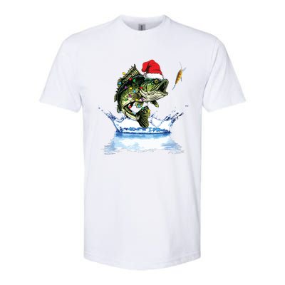 Bass Fishing Christmas Santa Hat Fishing Lover Fisherman Softstyle CVC T-Shirt