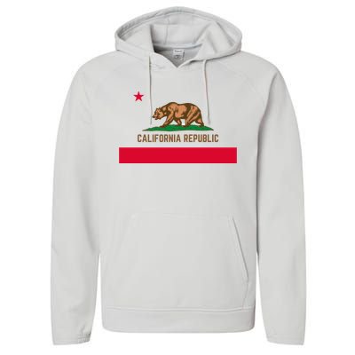 Bear Flag. California Republic State Flag Of California Performance Fleece Hoodie