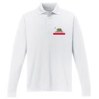 Bear Flag. California Republic State Flag Of California Performance Long Sleeve Polo