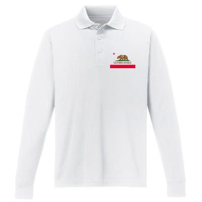 Bear Flag. California Republic State Flag Of California Performance Long Sleeve Polo