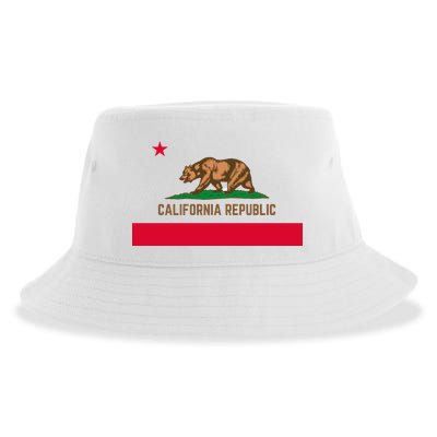 Bear Flag. California Republic State Flag Of California Sustainable Bucket Hat