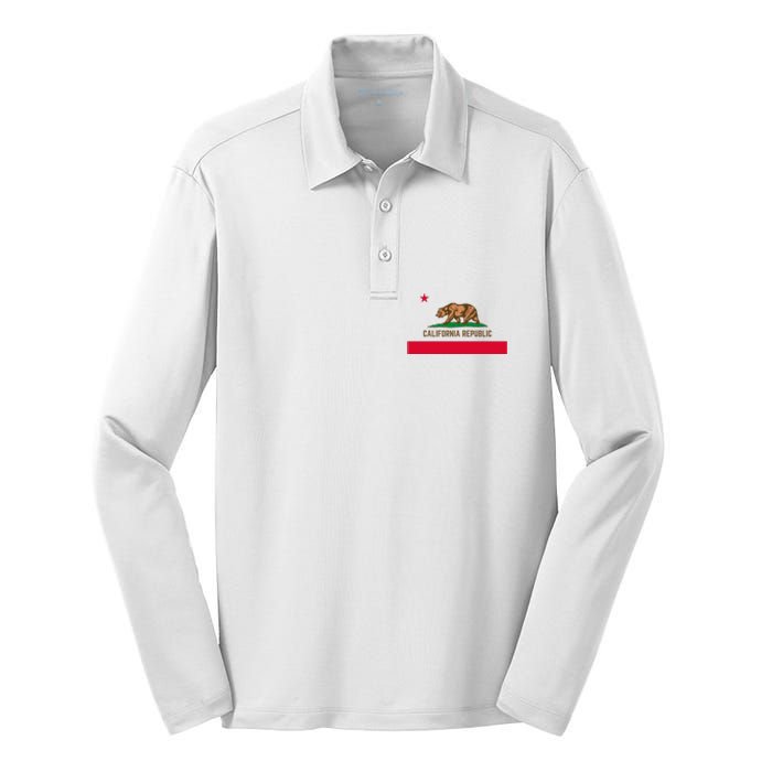 Bear Flag. California Republic State Flag Of California Silk Touch Performance Long Sleeve Polo