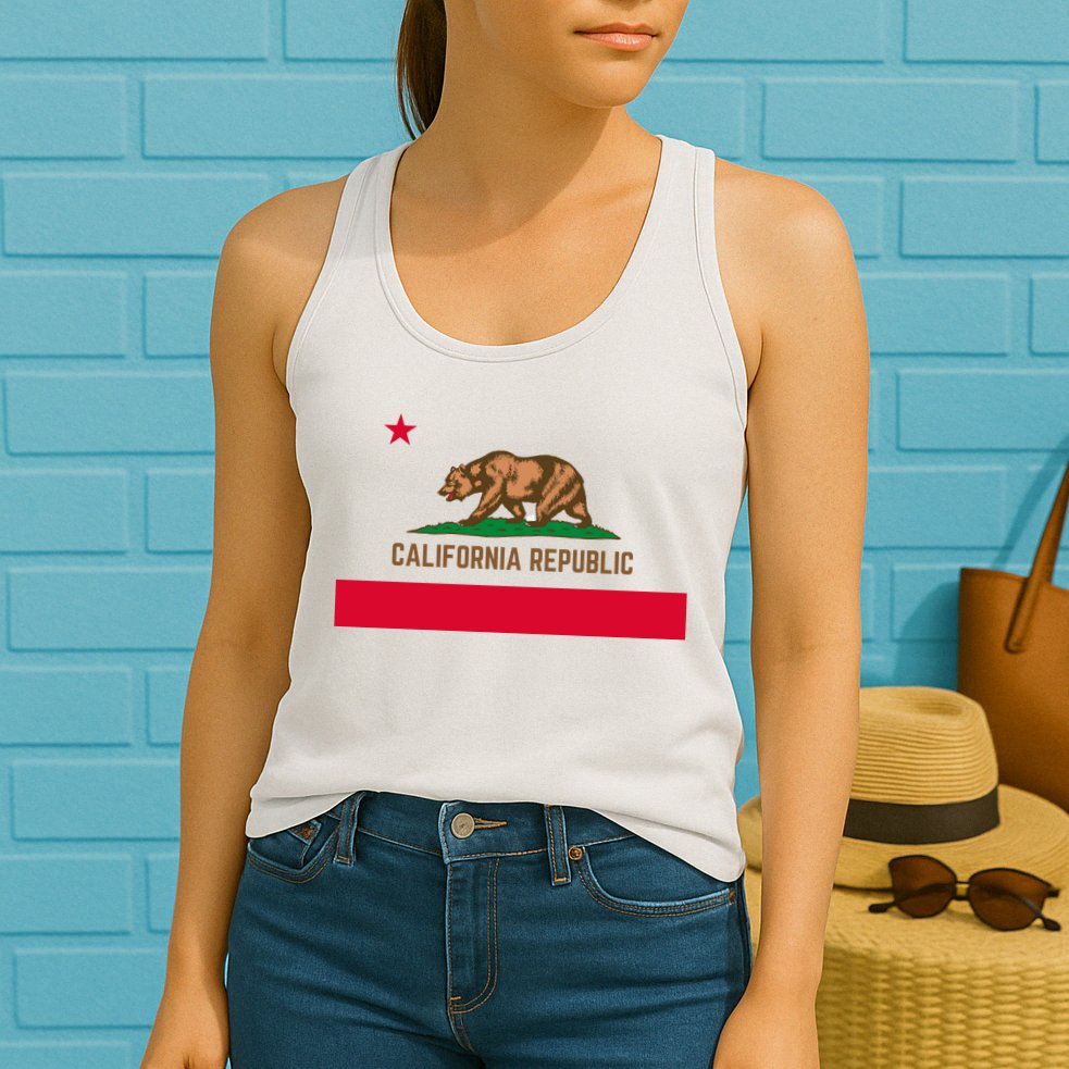 Bear Flag. California Republic State Flag Of California Womens Tank Top