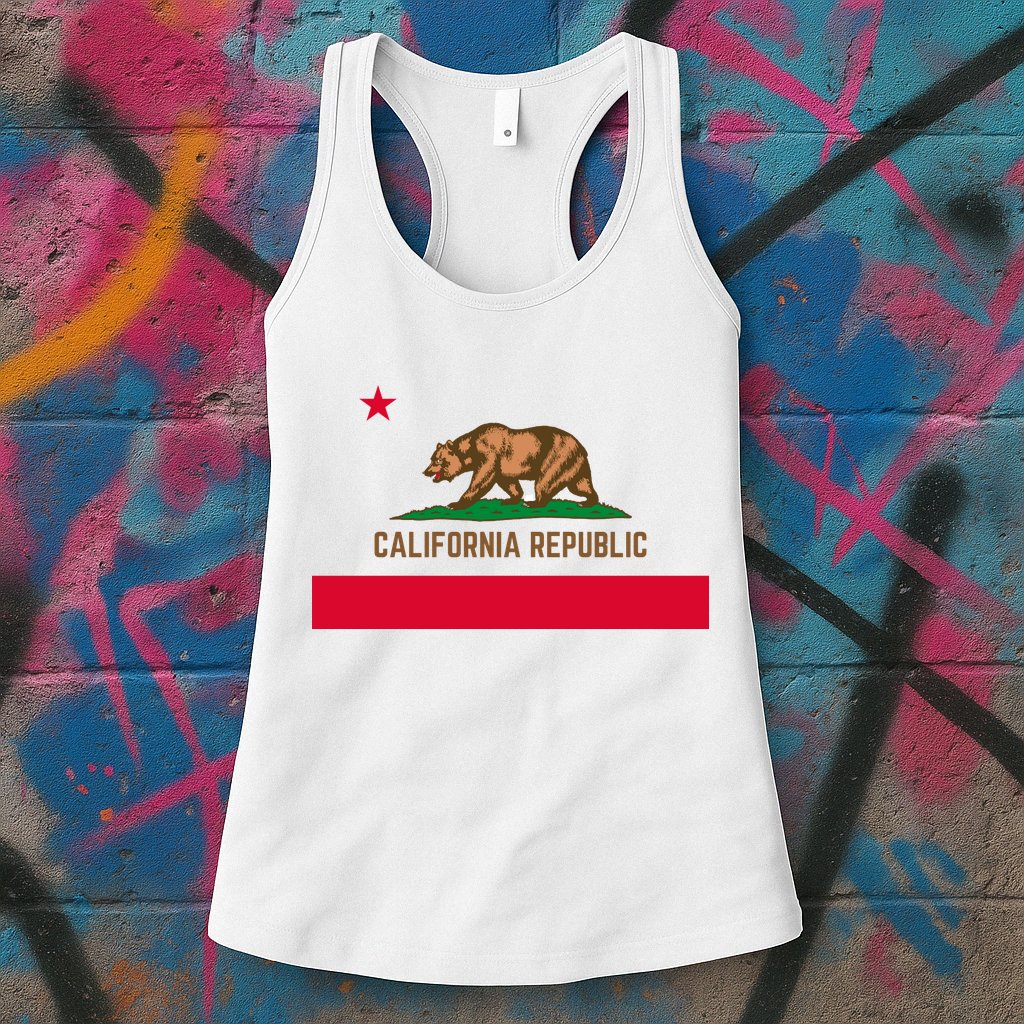 Bear Flag. California Republic State Flag Of California Womens Tank Top