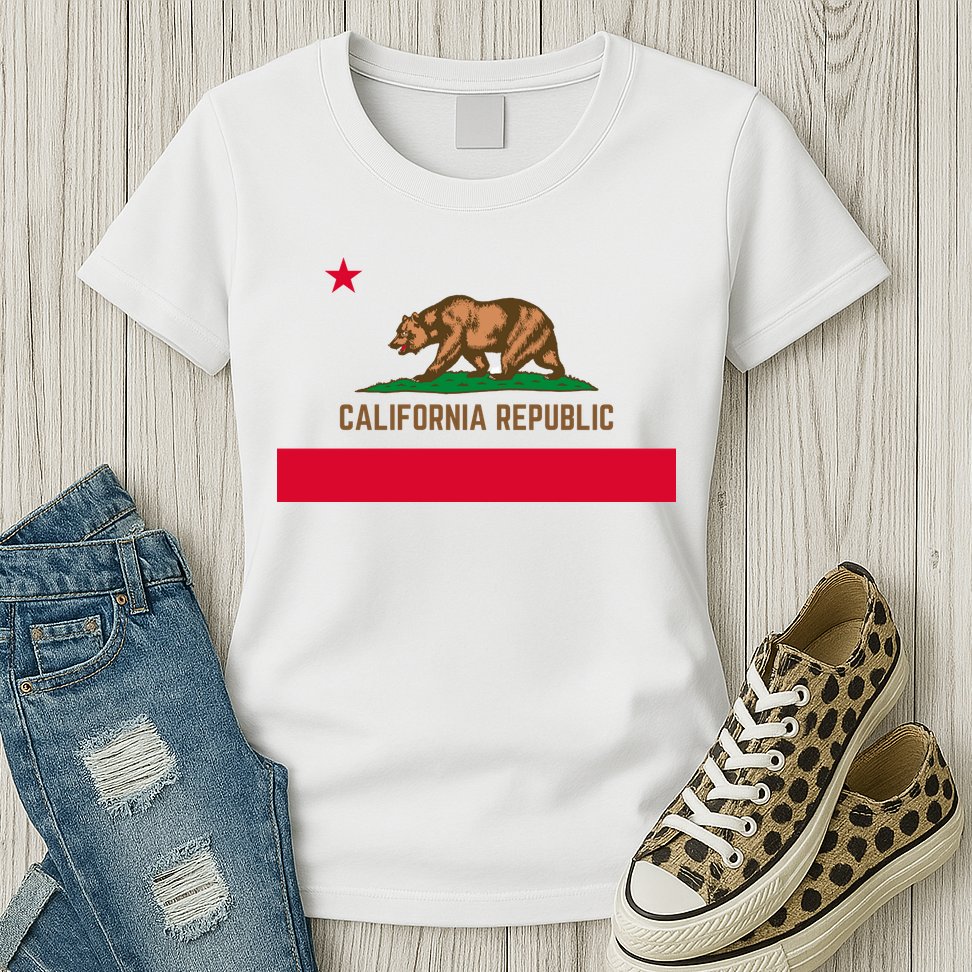 Bear Flag. California Republic State Flag Of California Womens T-Shirt