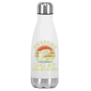 Bass Fish Dad Awesome Like My Daughter Funny Papa Fishing Stainless Steel Insulated Water Bottle