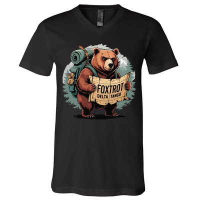Bear Foxtrots Deltas Tangos Funny Bear Foxtrots Deltas V-Neck T-Shirt