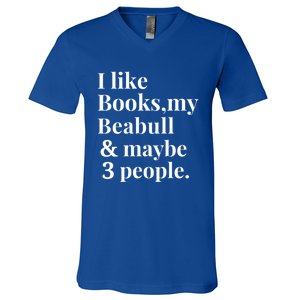 Beabull Funny Dog Owner Book Reader Lover Gift Gift V-Neck T-Shirt