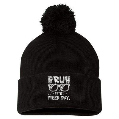 Bruh Field Day Teacher Happy Field Day Sunglasses Pom Pom 12in Knit Beanie