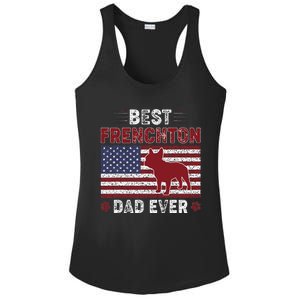 Best Frenchton Dad Ever American Flag Dog Dad Ladies PosiCharge Competitor Racerback Tank