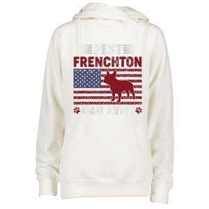 Best Frenchton Dad Ever American Flag Dog Dad Womens Funnel Neck Pullover Hood