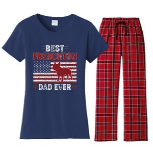 Best Frenchton Dad Ever American Flag Dog Dad Women's Flannel Pajama Set