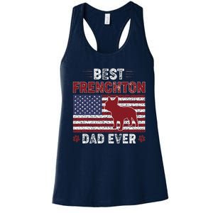 Best Frenchton Dad Ever American Flag Dog Dad Women's Racerback Tank