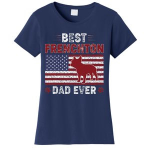 Best Frenchton Dad Ever American Flag Dog Dad Women's T-Shirt