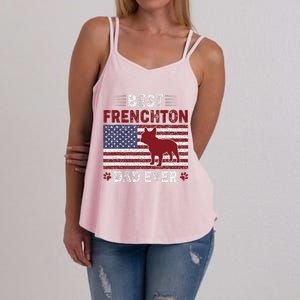 Best Frenchton Dad Ever American Flag Dog Dad Women's Strappy Tank