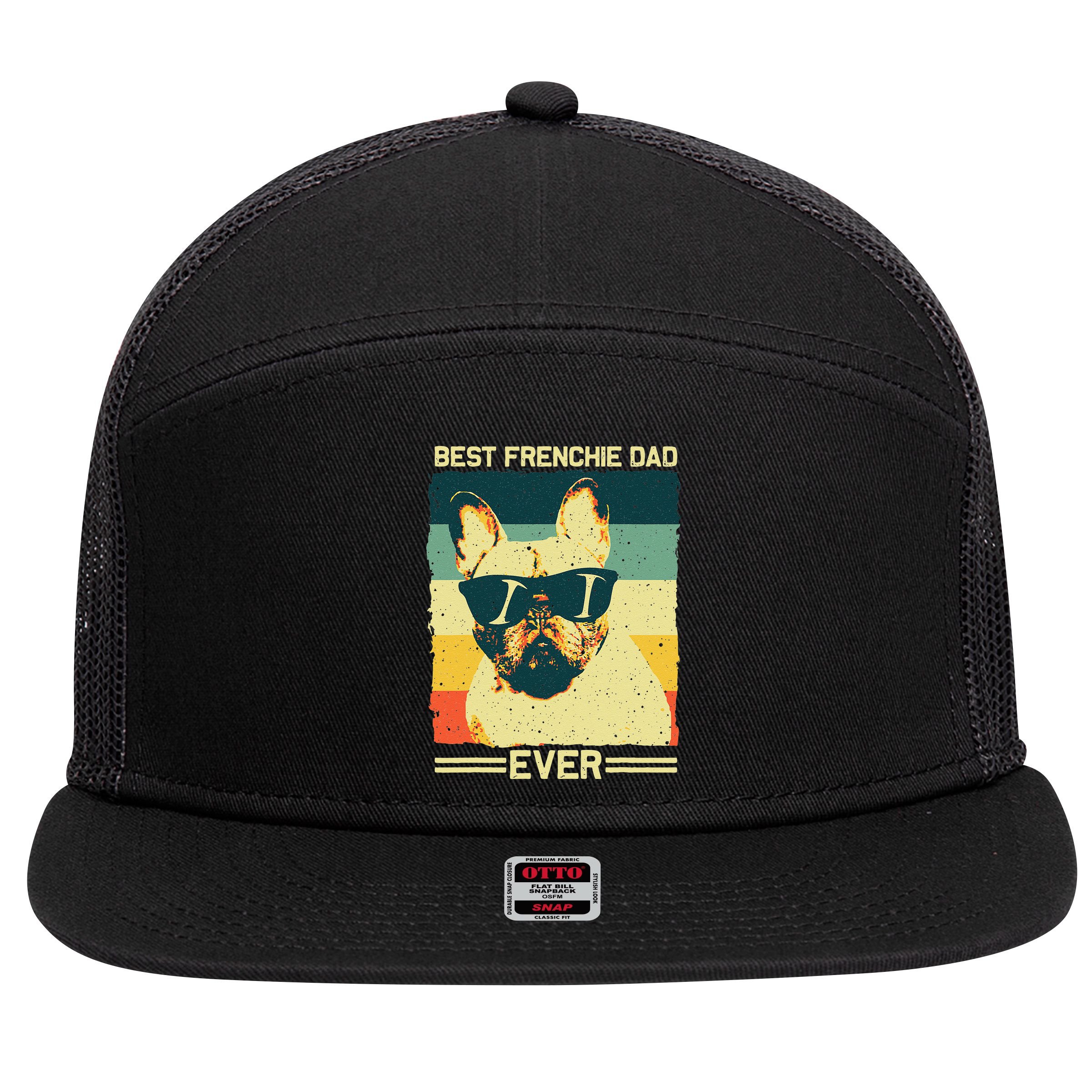 Best Frenchie Dad Design Father French Bulldog Lovers 7 Panel Mesh Trucker Snapback Hat