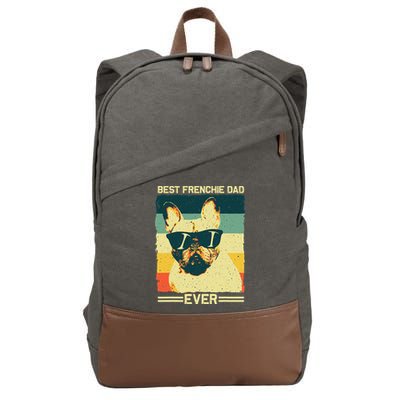 Best Frenchie Dad Design Father French Bulldog Lovers Cotton Canvas Backpack