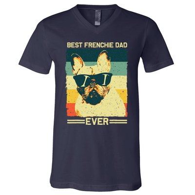 Best Frenchie Dad Design Father French Bulldog Lovers V-Neck T-Shirt