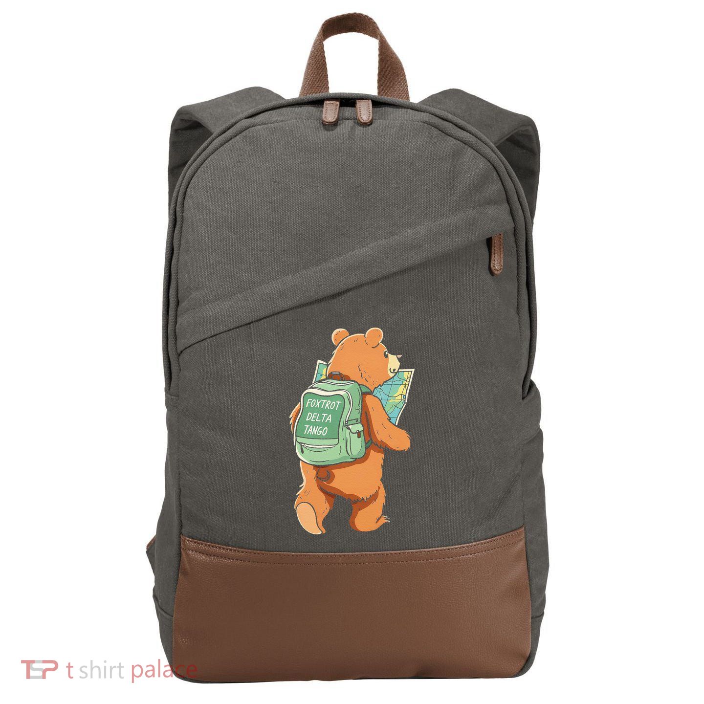 Bear Foxtrots Deltas Tangos Cotton Canvas Backpack