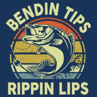 Bass Fish Dad Bendin Tips Rippin Lips Funny Papa Fishing Tall T-Shirt