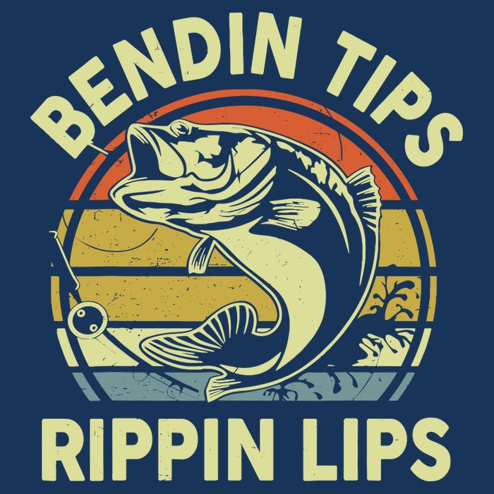 Bass Fish Dad Bendin Tips Rippin Lips Funny Papa Fishing Tall T-Shirt