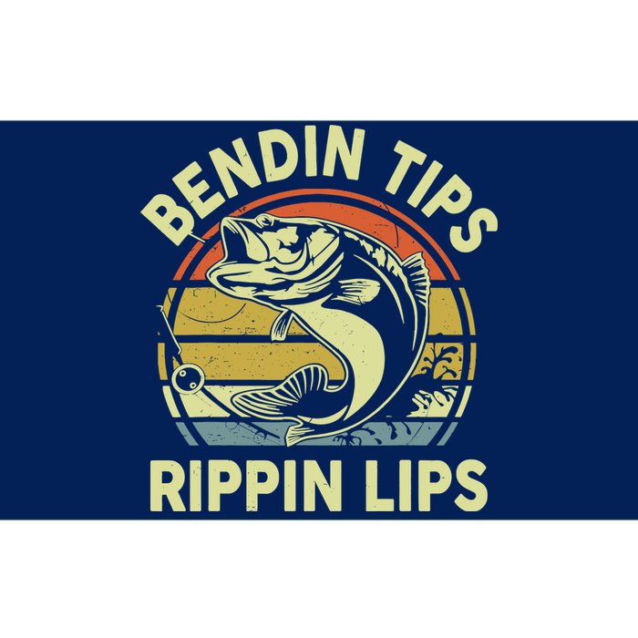 Bass Fish Dad Bendin Tips Rippin Lips Funny Papa Fishing Bumper Sticker