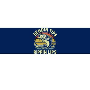 Bass Fish Dad Bendin Tips Rippin Lips Funny Papa Fishing Bumper Sticker