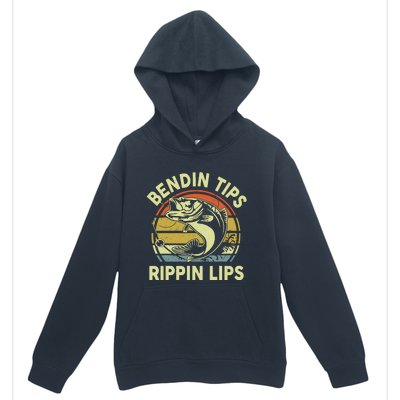 Bass Fish Dad Bendin Tips Rippin Lips Funny Papa Fishing Urban Pullover Hoodie