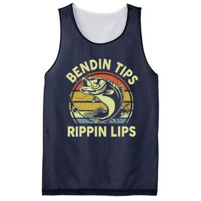 Bass Fish Dad Bendin Tips Rippin Lips Funny Papa Fishing Mesh Reversible Basketball Jersey Tank