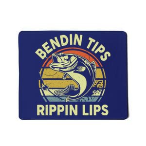 Bass Fish Dad Bendin Tips Rippin Lips Funny Papa Fishing Mousepad