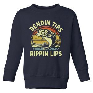 Bass Fish Dad Bendin Tips Rippin Lips Funny Papa Fishing Toddler Sweatshirt